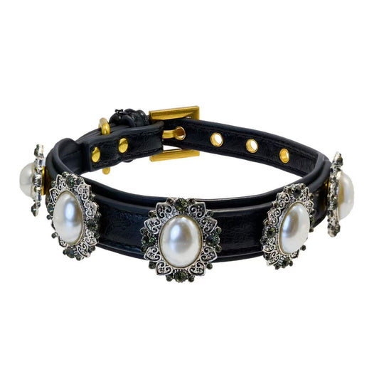 Tailory Vintage Pearl & Black Crystal Floral Charm Set