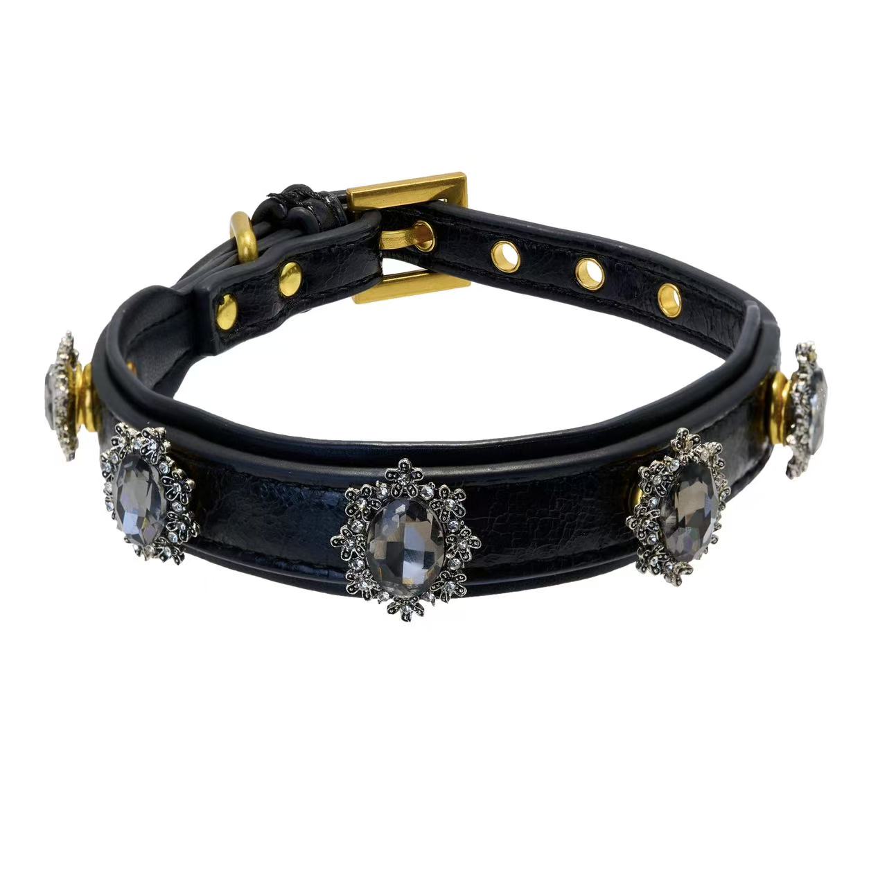 Elegant Black Crystal Floral Charm Set