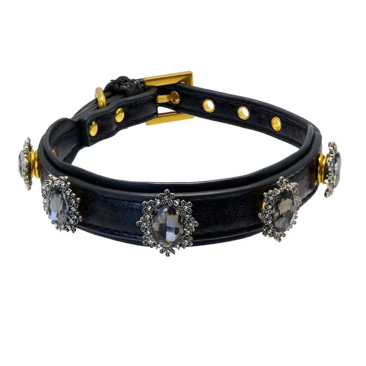 Elegant Black Crystal Floral Charm Set