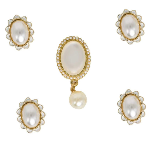 Tailory Elegant Pearl & Crystal Oval Charm Set