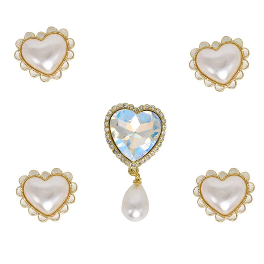Tailory Delicate Heart & Pearl Drop Charm Set