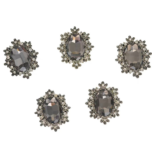 Elegant Black Crystal Floral Charm Set