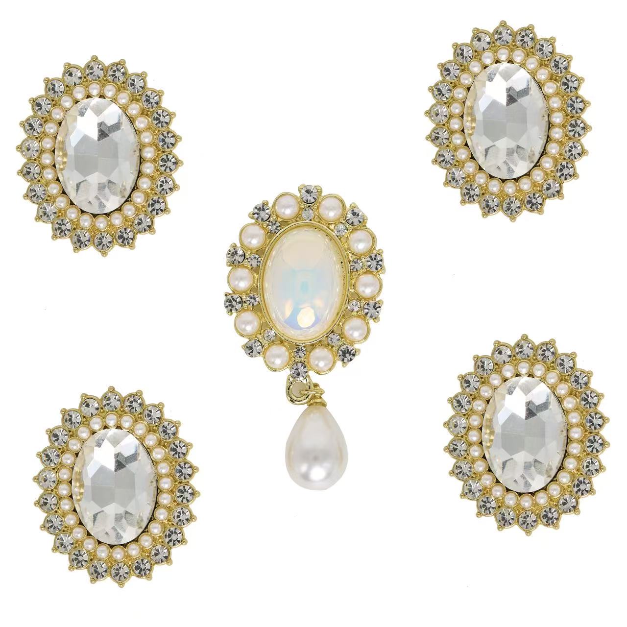 Tailory Elegant Opal Crystal & Pearl Charm Set