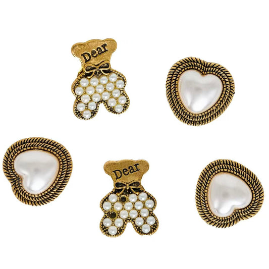 Tailory Dear Teddy Bear & Heart Pearl Charm Set