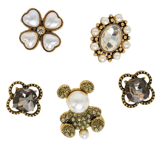 Tailory Pearl & Crystal Teddy Bear Charm Set
