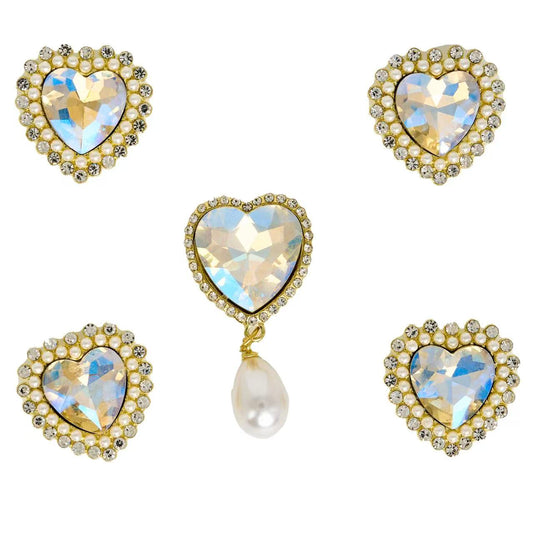 Tailory Iridescent Heart & Pearl Charm Set