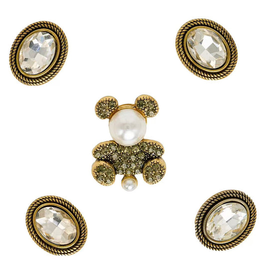 Tailory Shiny Teddy & Crystal Oval Charm Set