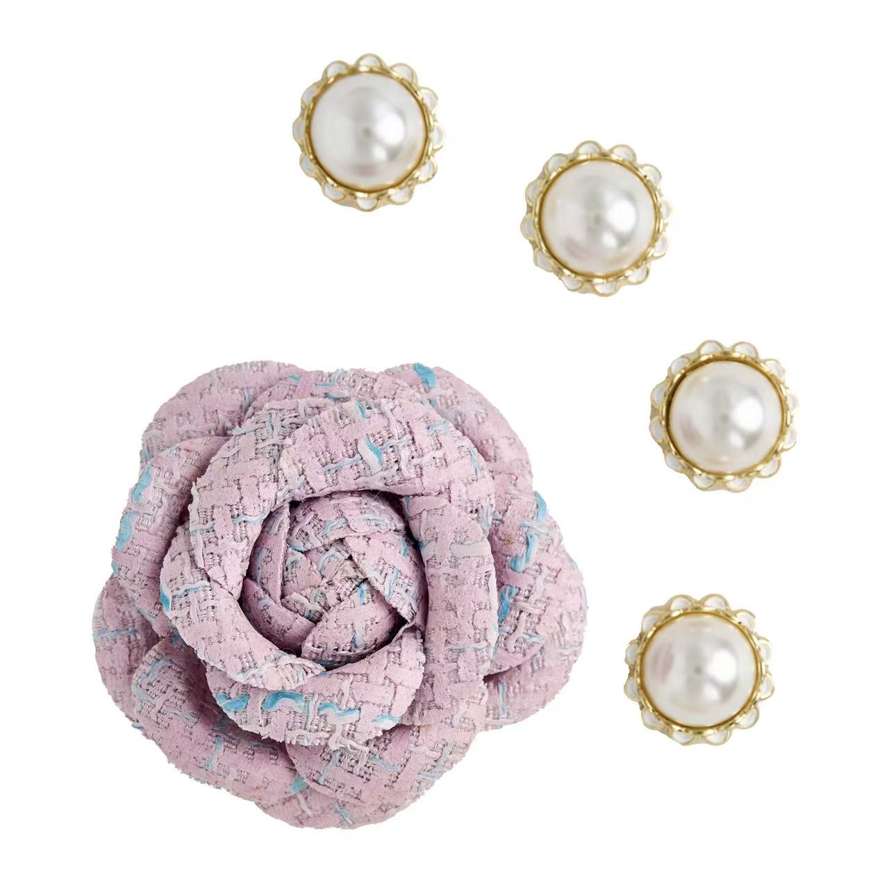 Tailory Light purple Pearl Flower Charm Set