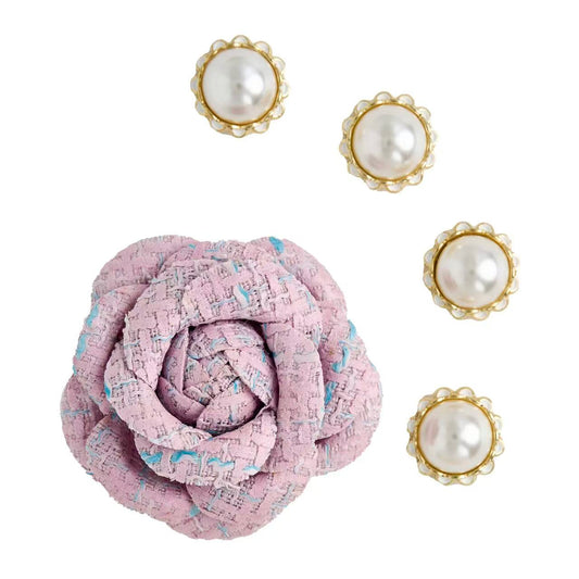 Tailory Light purple Pearl Flower Charm Set