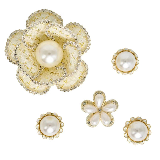 Tailory Premium Interchangeable Charms Set – Elegant Pearl and Crystal Floral Design