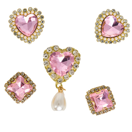Tailory Glamorous Pink Heart Charm Set