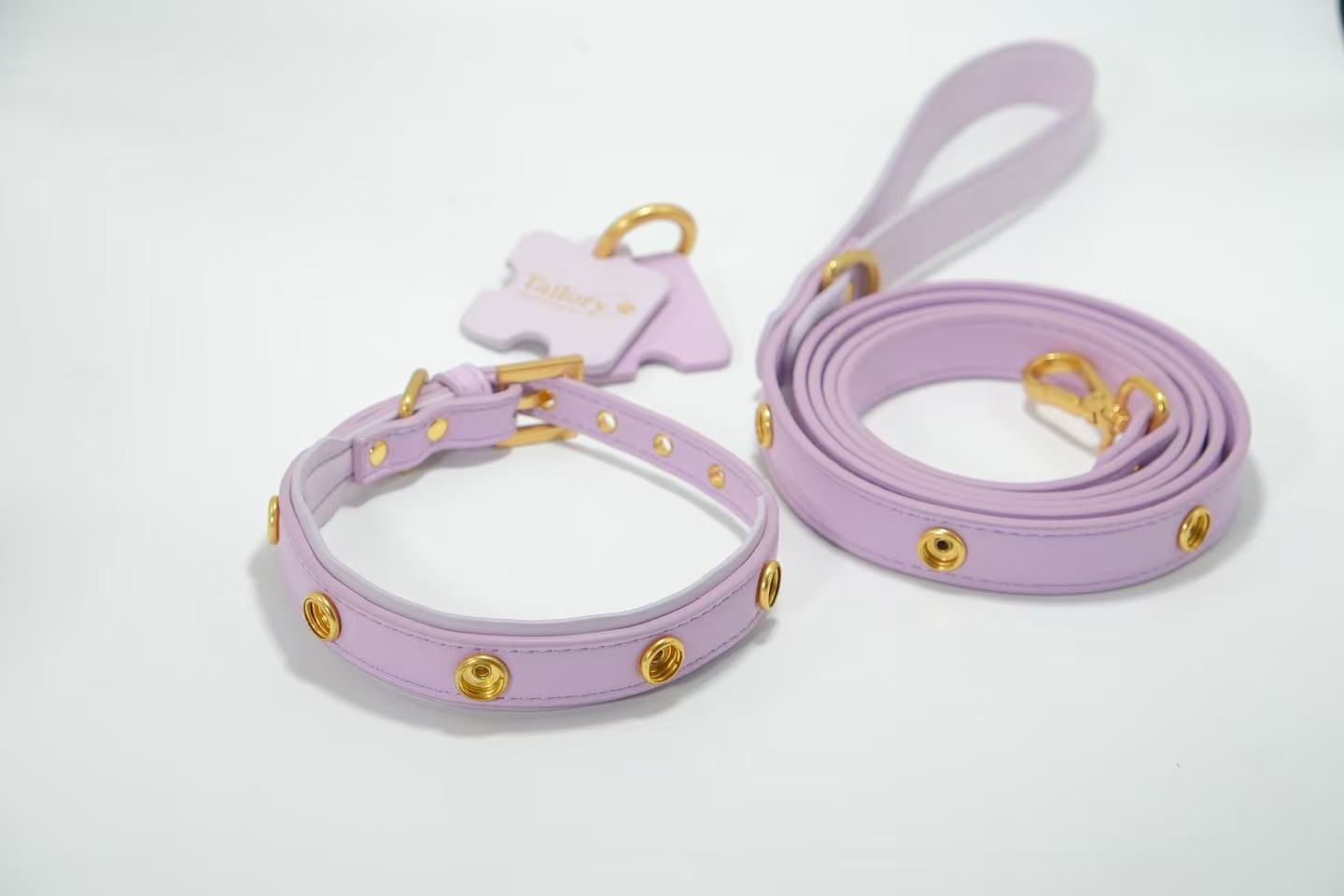 Tailory Customizable Eco-Friendly Leather Collar & Leash Set with Detachable  Charms