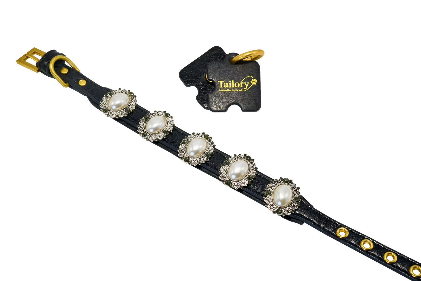 Tailory Vintage Pearl & Black Crystal Floral Charm Set
