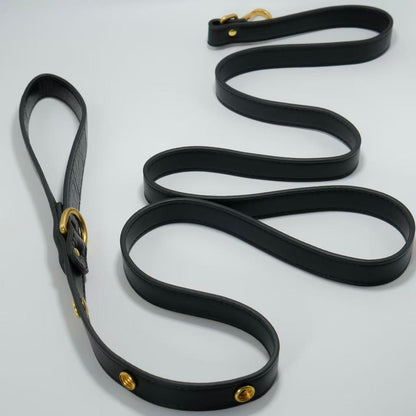 Tailory Faux Leather Pet Leash – Stylish and Durable with Decorative Button Design
