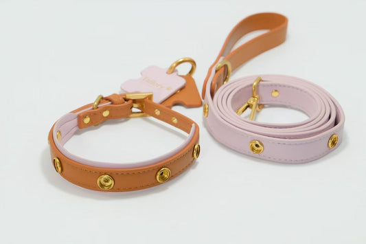 Tailory Customizable Eco-Friendly Leather Collar & Leash Set with Detachable Charms