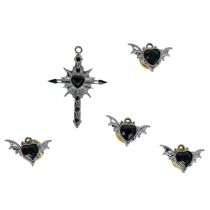 Gothic Heart &amp; Bat Charm Set